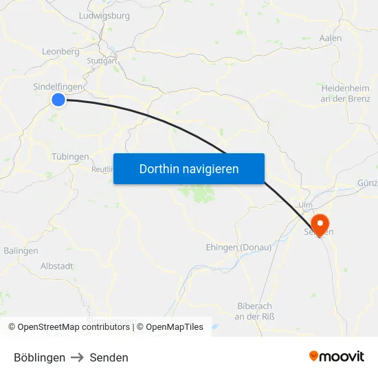 Böblingen to Senden map