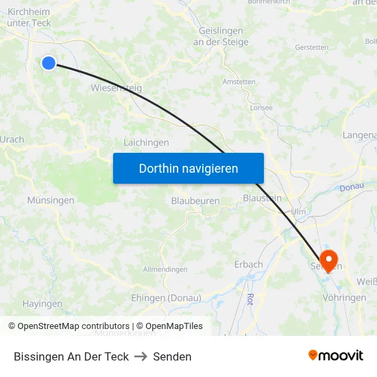 Bissingen An Der Teck to Senden map