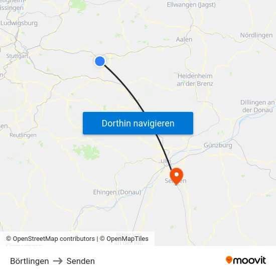 Börtlingen to Senden map
