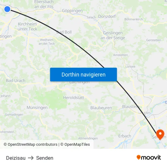 Deizisau to Senden map