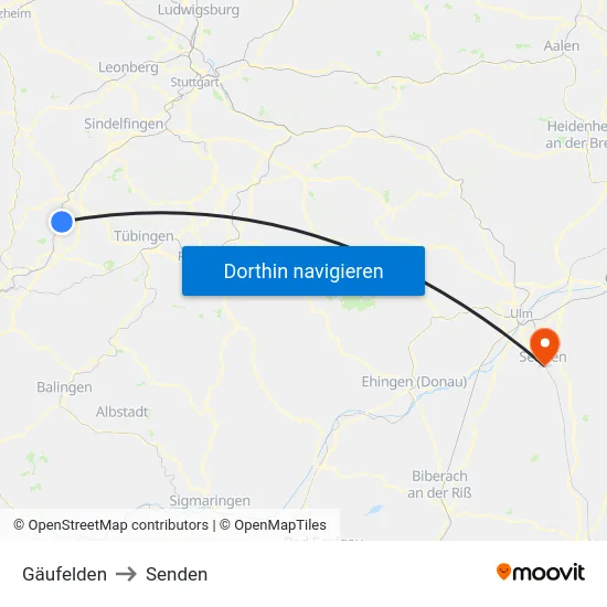 Gäufelden to Senden map
