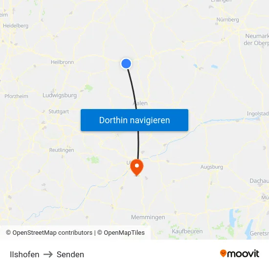 Ilshofen to Senden map