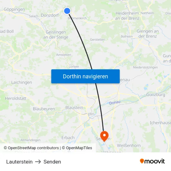 Lauterstein to Senden map