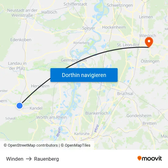 Winden to Rauenberg map