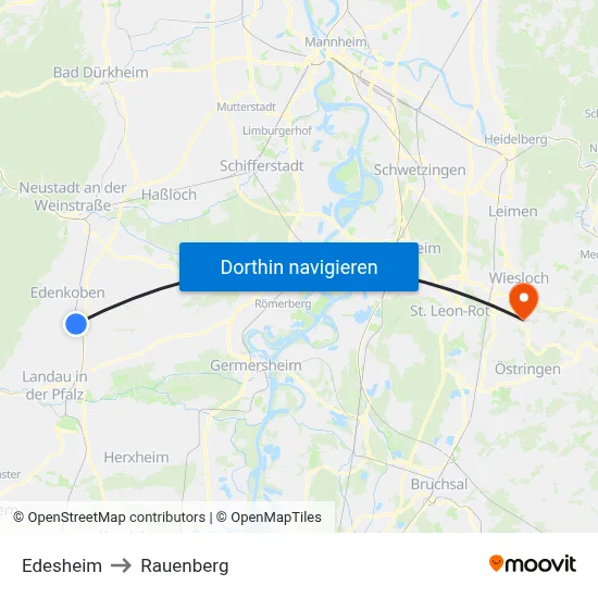 Edesheim to Rauenberg map