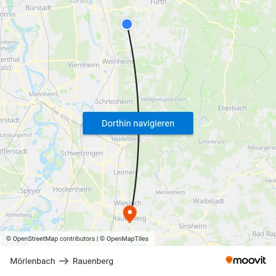 Mörlenbach to Rauenberg map