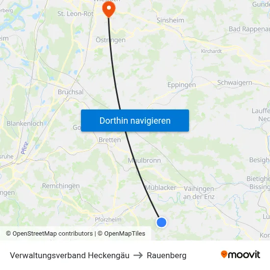 Verwaltungsverband Heckengäu to Rauenberg map