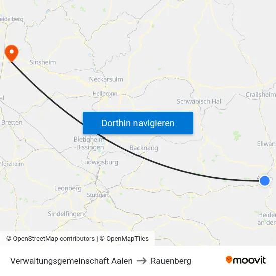 Verwaltungsgemeinschaft Aalen to Rauenberg map