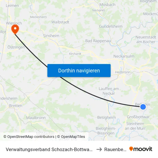 Verwaltungsverband Schozach-Bottwartal to Rauenberg map