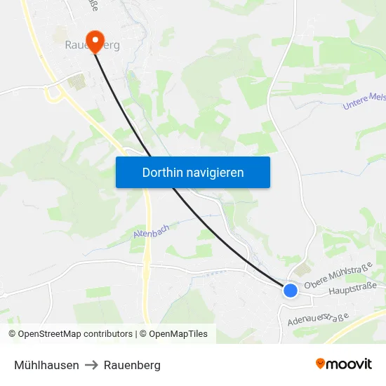 Mühlhausen to Rauenberg map