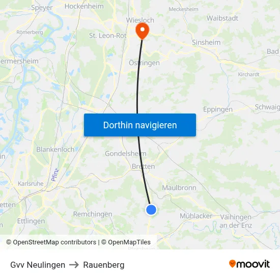 Gvv Neulingen to Rauenberg map