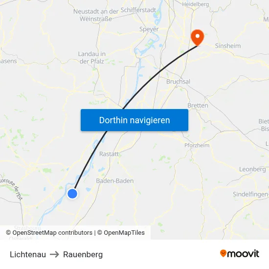 Lichtenau to Rauenberg map
