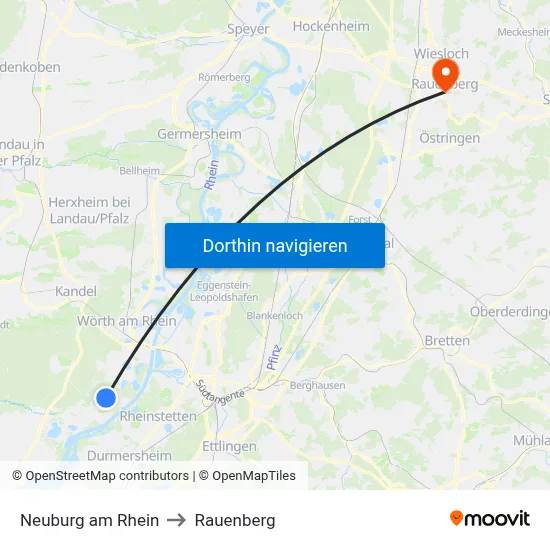 Neuburg am Rhein to Rauenberg map