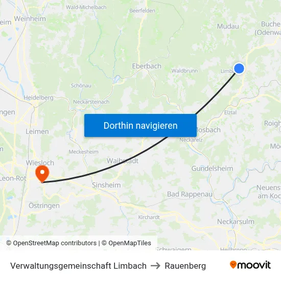 Verwaltungsgemeinschaft Limbach to Rauenberg map