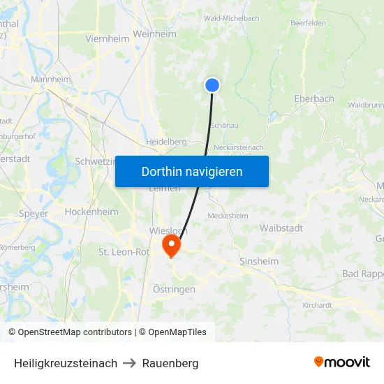 Heiligkreuzsteinach to Rauenberg map