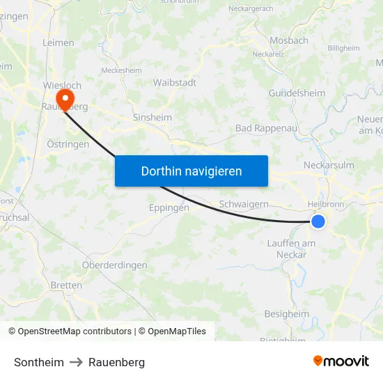 Sontheim to Rauenberg map