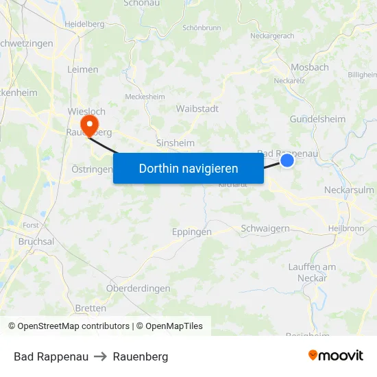 Bad Rappenau to Rauenberg map