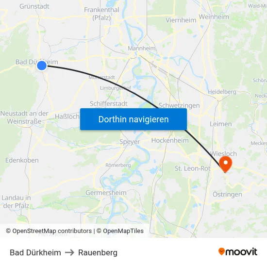 Bad Dürkheim to Rauenberg map