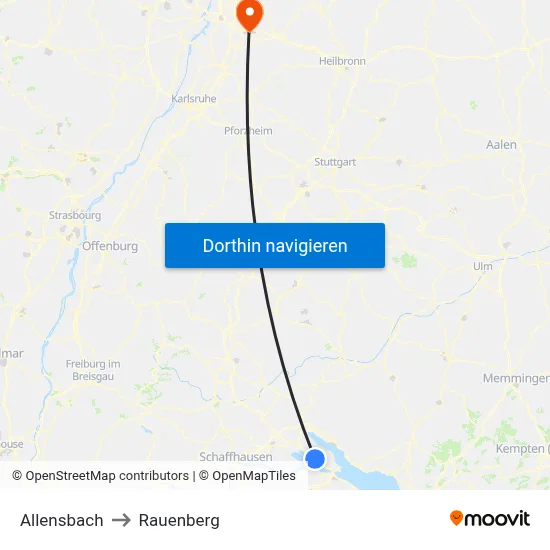 Allensbach to Rauenberg map
