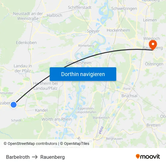 Barbelroth to Rauenberg map