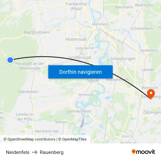 Neidenfels to Rauenberg map