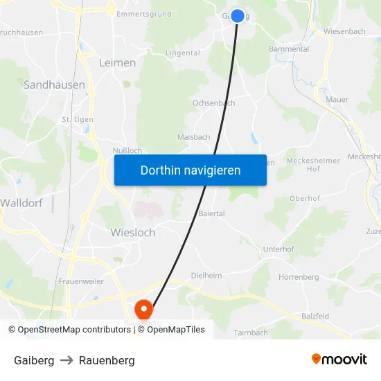 Gaiberg to Rauenberg map