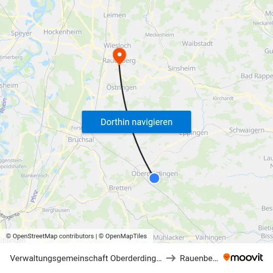 Verwaltungsgemeinschaft Oberderdingen to Rauenberg map