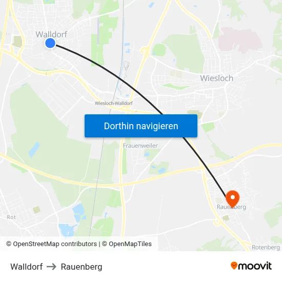 Walldorf to Rauenberg map