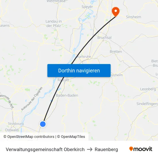 Verwaltungsgemeinschaft Oberkirch to Rauenberg map