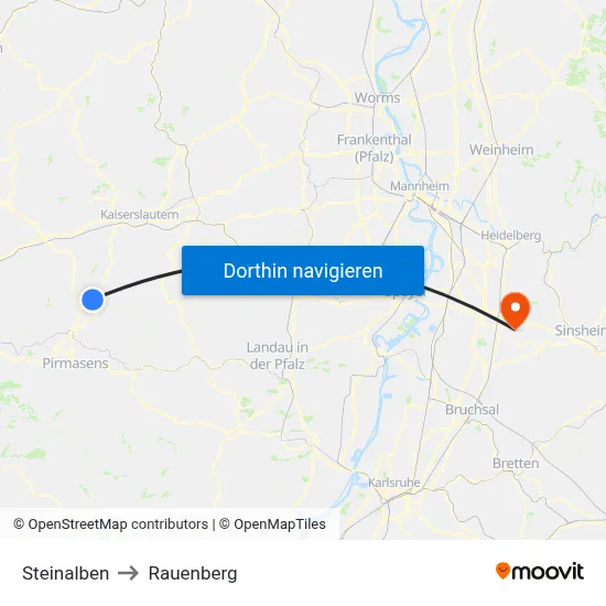 Steinalben to Rauenberg map