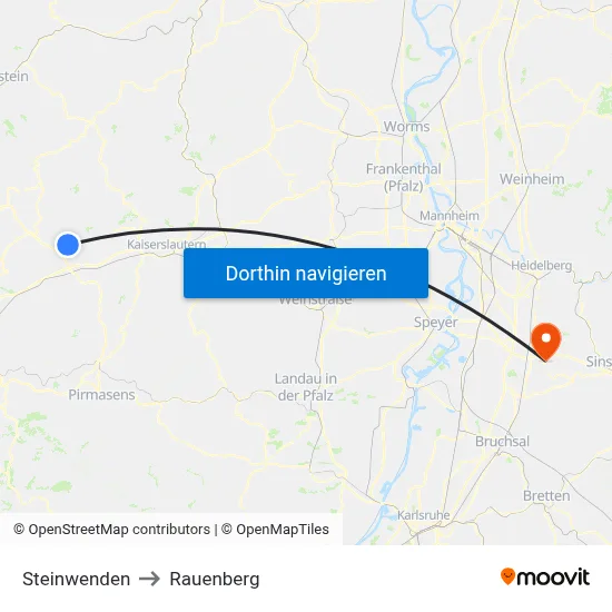 Steinwenden to Rauenberg map