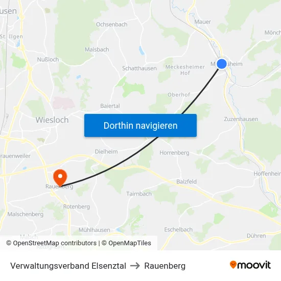 Verwaltungsverband Elsenztal to Rauenberg map