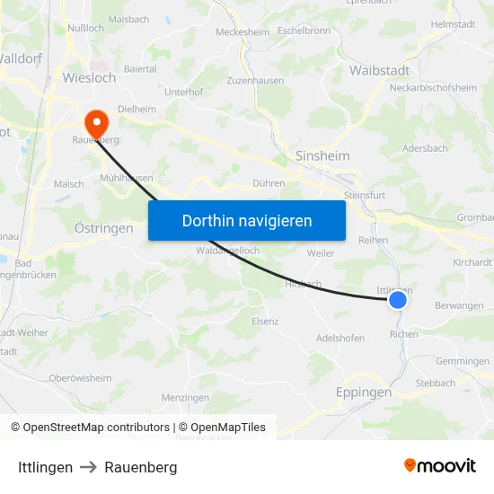 Ittlingen to Rauenberg map