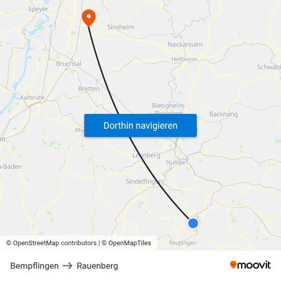 Bempflingen to Rauenberg map