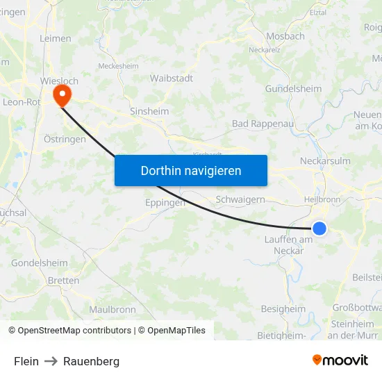 Flein to Rauenberg map