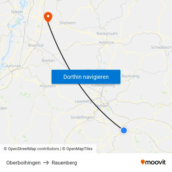 Oberboihingen to Rauenberg map