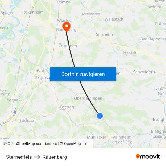 Sternenfels to Rauenberg map
