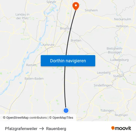 Pfalzgrafenweiler to Rauenberg map