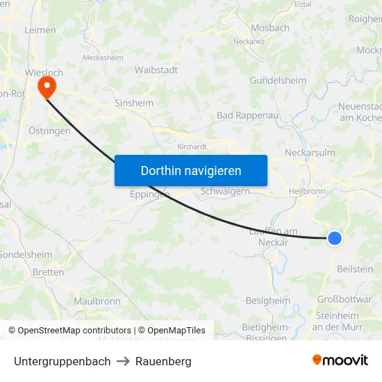 Untergruppenbach to Rauenberg map