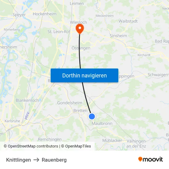Knittlingen to Rauenberg map