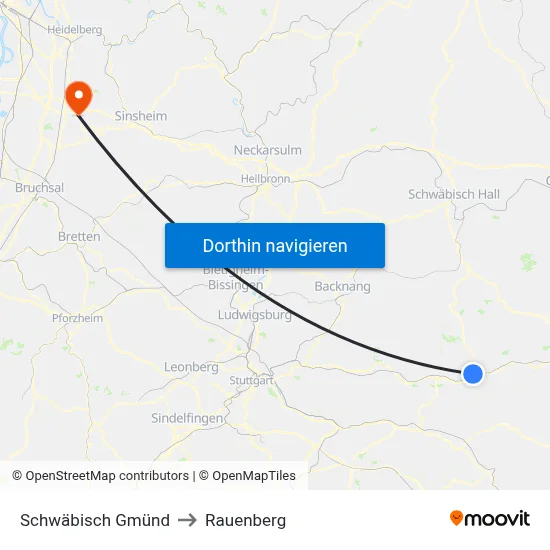 Schwäbisch Gmünd to Rauenberg map