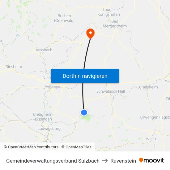 Gemeindeverwaltungsverband Sulzbach to Ravenstein map