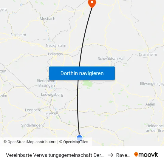 Vereinbarte Verwaltungsgemeinschaft Der Stadt Kirchheim Unter Teck to Ravenstein map