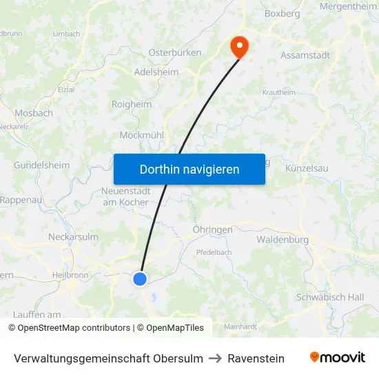 Verwaltungsgemeinschaft Obersulm to Ravenstein map