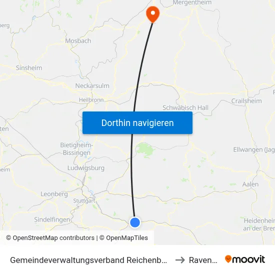 Gemeindeverwaltungsverband Reichenbach An Der Fils to Ravenstein map