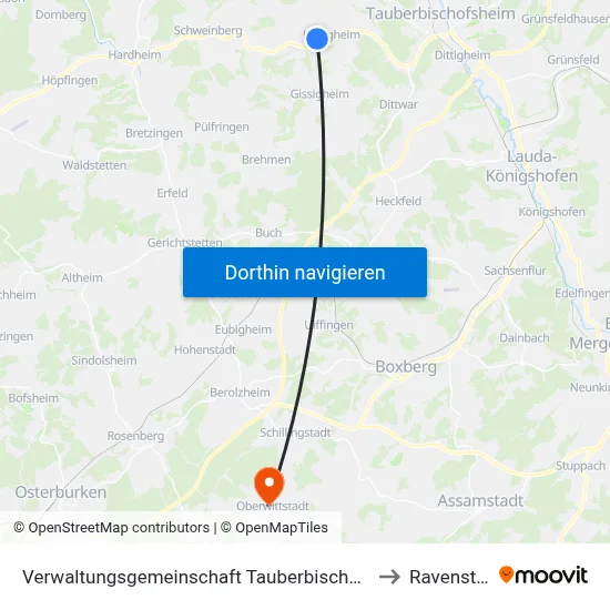 Verwaltungsgemeinschaft Tauberbischofsheim to Ravenstein map