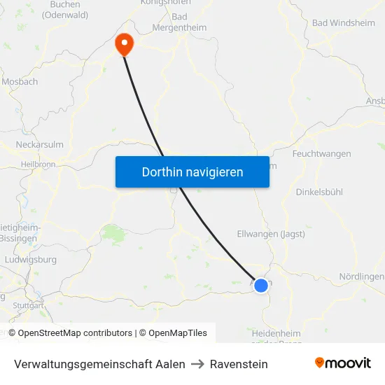 Verwaltungsgemeinschaft Aalen to Ravenstein map