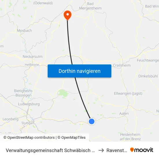Verwaltungsgemeinschaft Schwäbisch Gmünd to Ravenstein map