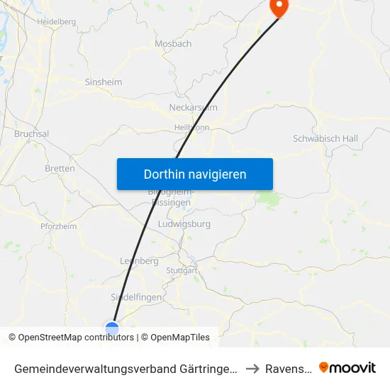 Gemeindeverwaltungsverband Gärtringen/Ehningen to Ravenstein map