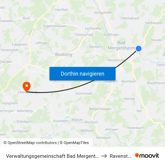 Verwaltungsgemeinschaft Bad Mergentheim to Ravenstein map